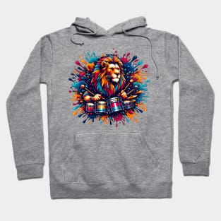 Lion Playing Drums Hoodie